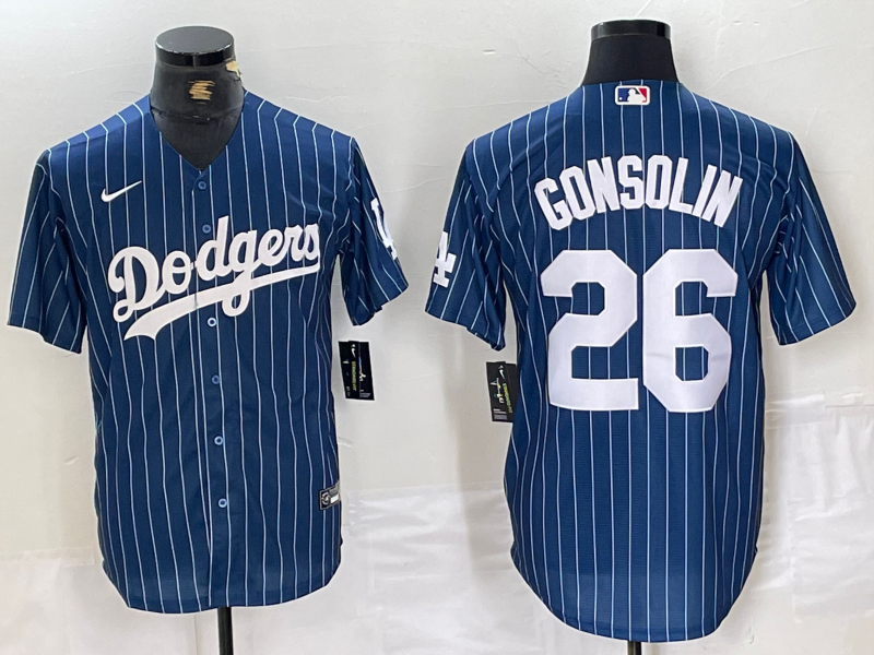 Men's Los Angeles Dodgers #26 Tony Gonsolin Blue Cool Base Stitched Baseball Jersey
